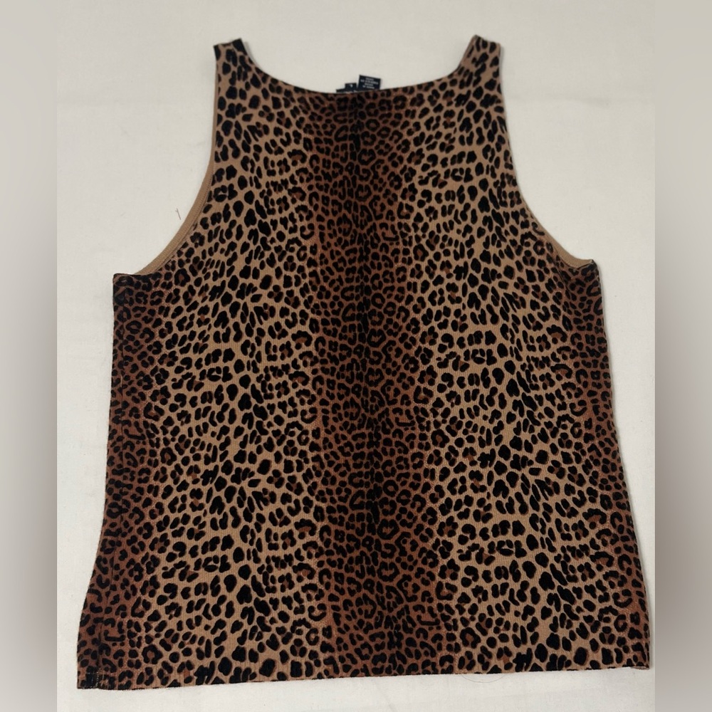 Magaschoni 100% Cashmere Leopard Print Sleeveless Tank Top L - Picture 3 of 6